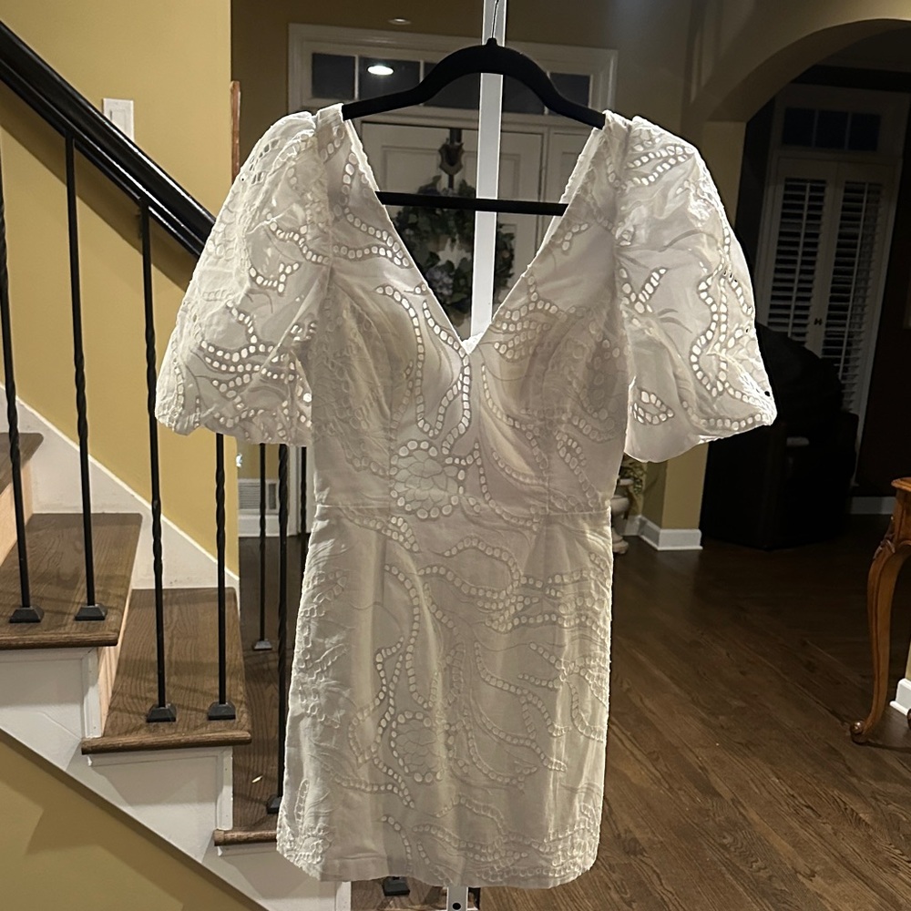 Lilly Pulitzer Celestina V-Neck Romper Resort White Ladder Vine Eyelet - NWT